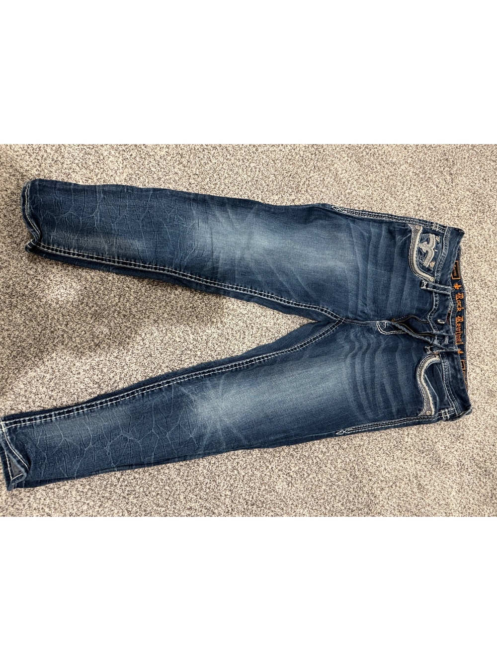Rock Revival Easy Ankle Skinny Jeans Women’s Size 31 Dark Wash Embellished